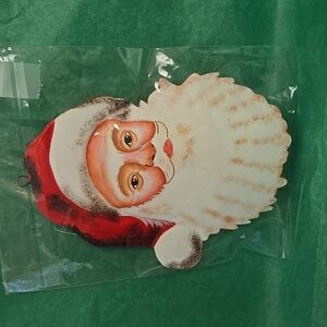 NWT Vintage Dept 56 Pressed Tin Santa Face Ornament